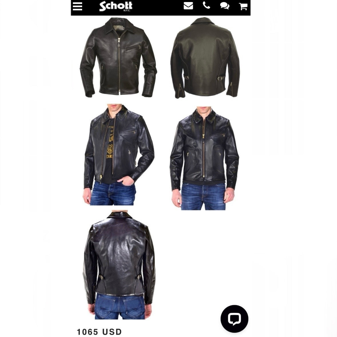 Jachetă Schott 100% Piele - XL