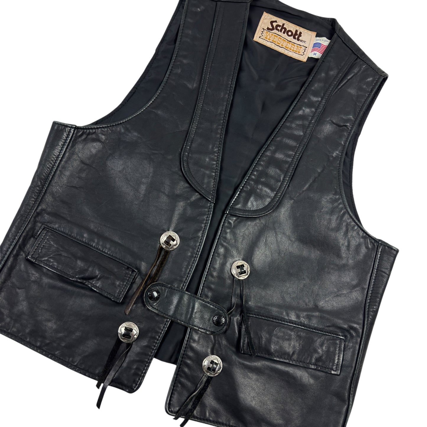 Vestă Schott NYC Vintage 100% Piele - M