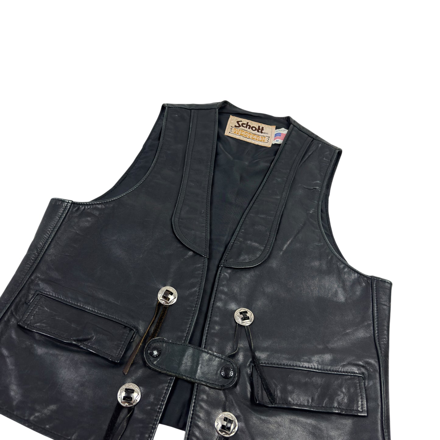 Vestă Schott NYC Vintage 100% Piele - M