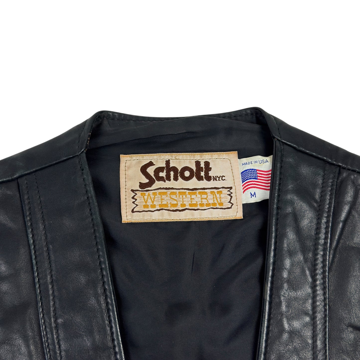 Vestă Schott NYC Vintage 100% Piele - M