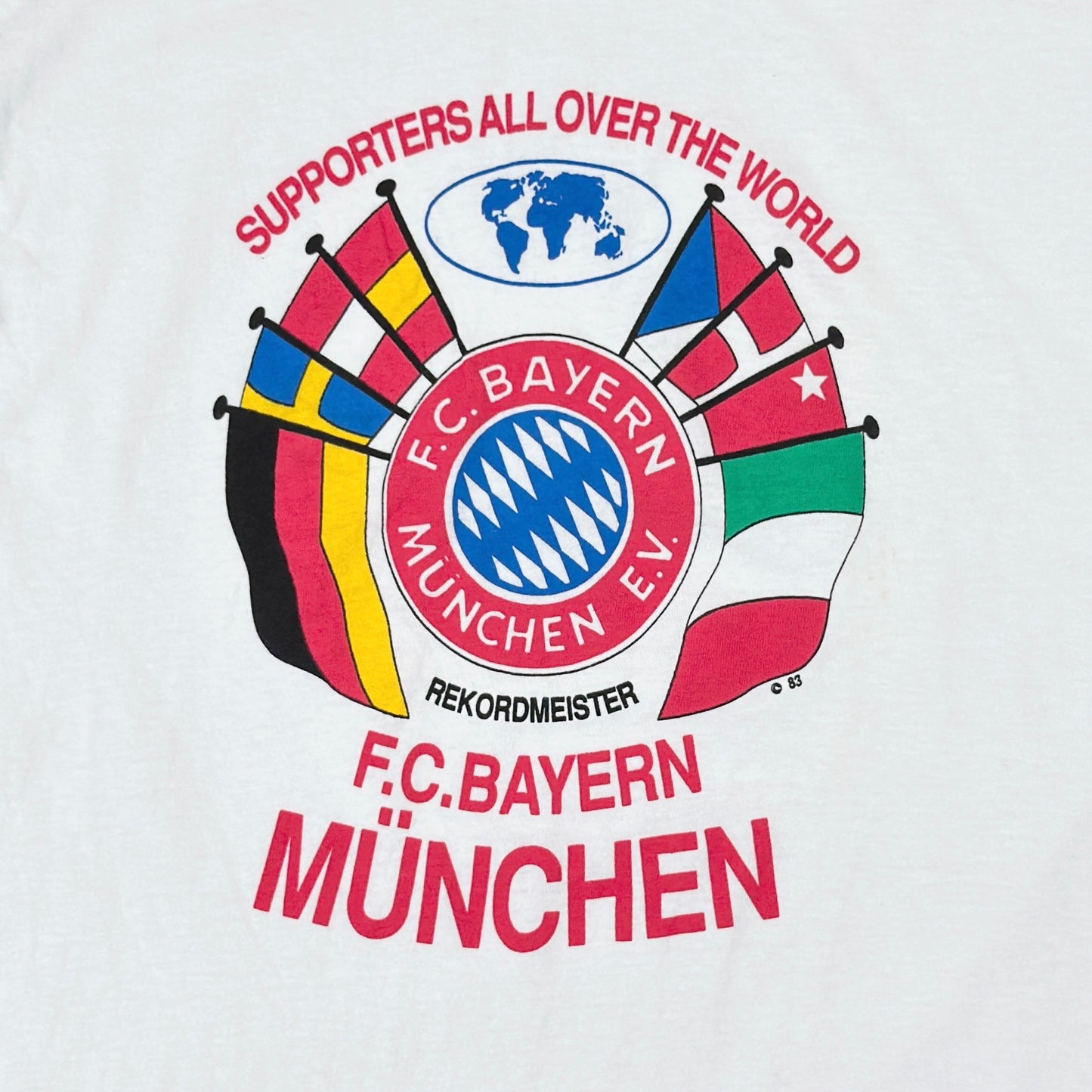 Tricou FC Bayern Munchen Single Stitch Vintage Din Anul 1983 - S/M