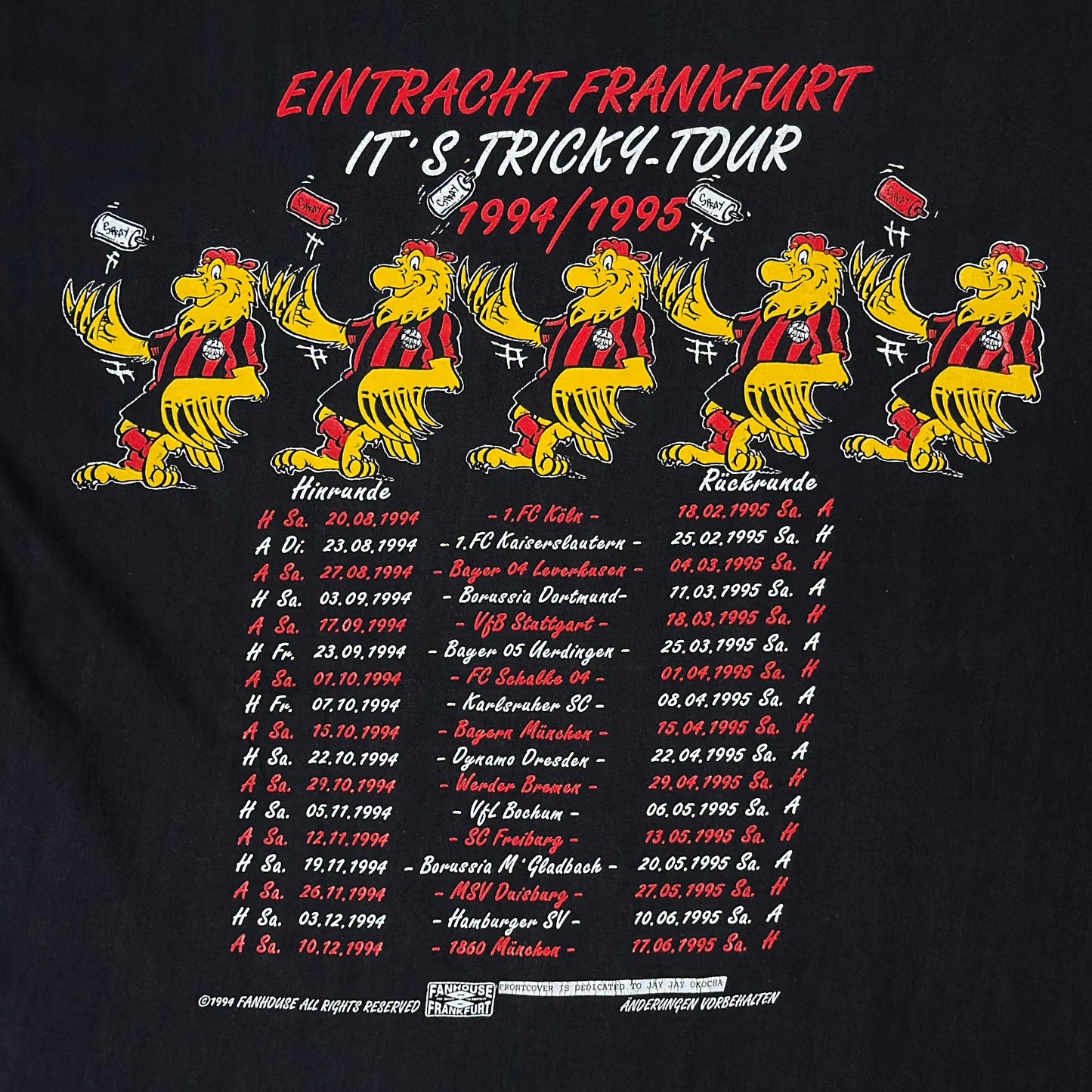 Tricou Eintracht Frankfurt Single Stitch Vintage Din Anul 1994 - L