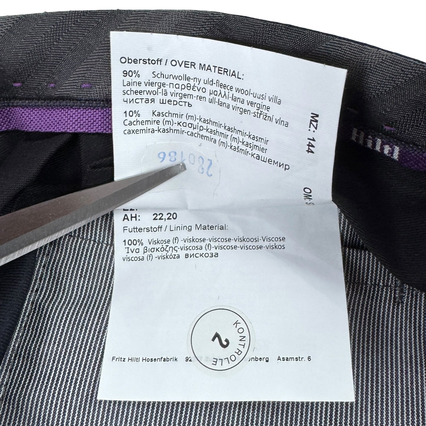 Pantaloni HILTL x Vitale Barberis Cononico 90% Lână 10% Caşmir - W42/L32