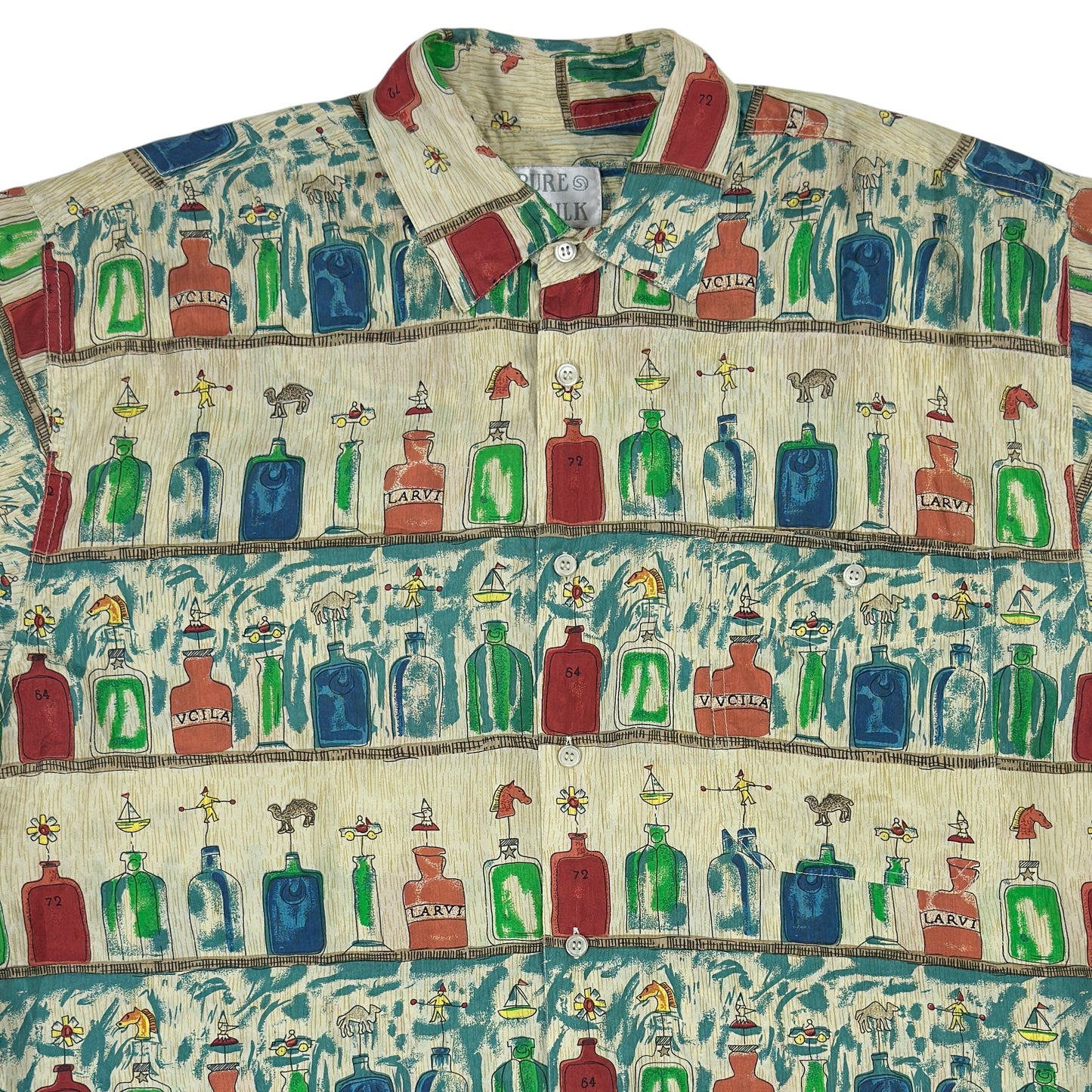 Cămașă Pure Silk Vintage 100% Mătase - L/XL