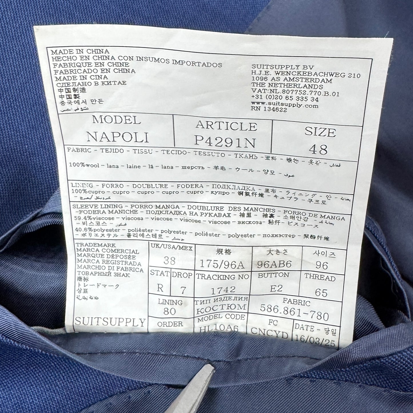 Costum Suitsupply 100% Lână - S/M