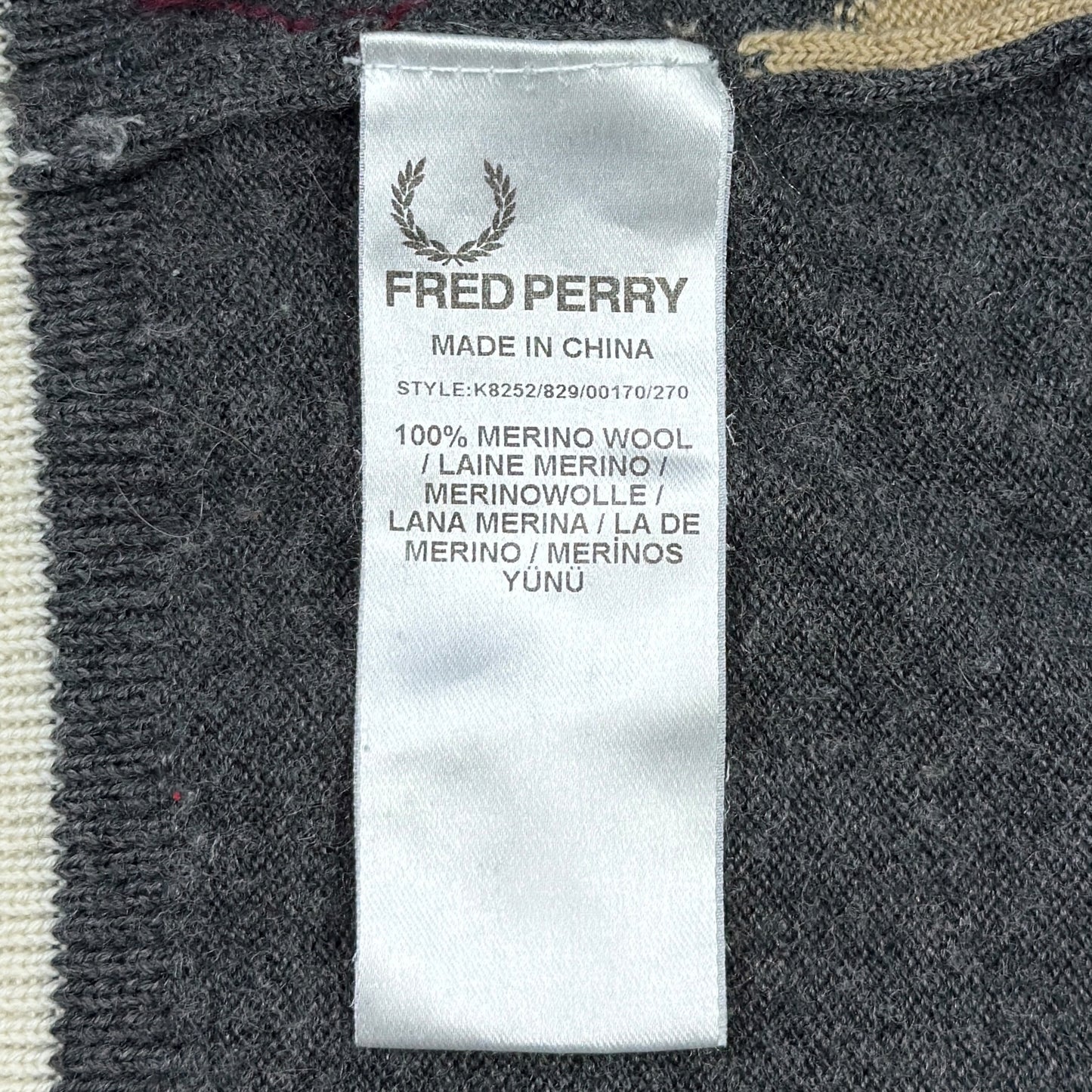 Pulover Fred Perry 100% Lână - L