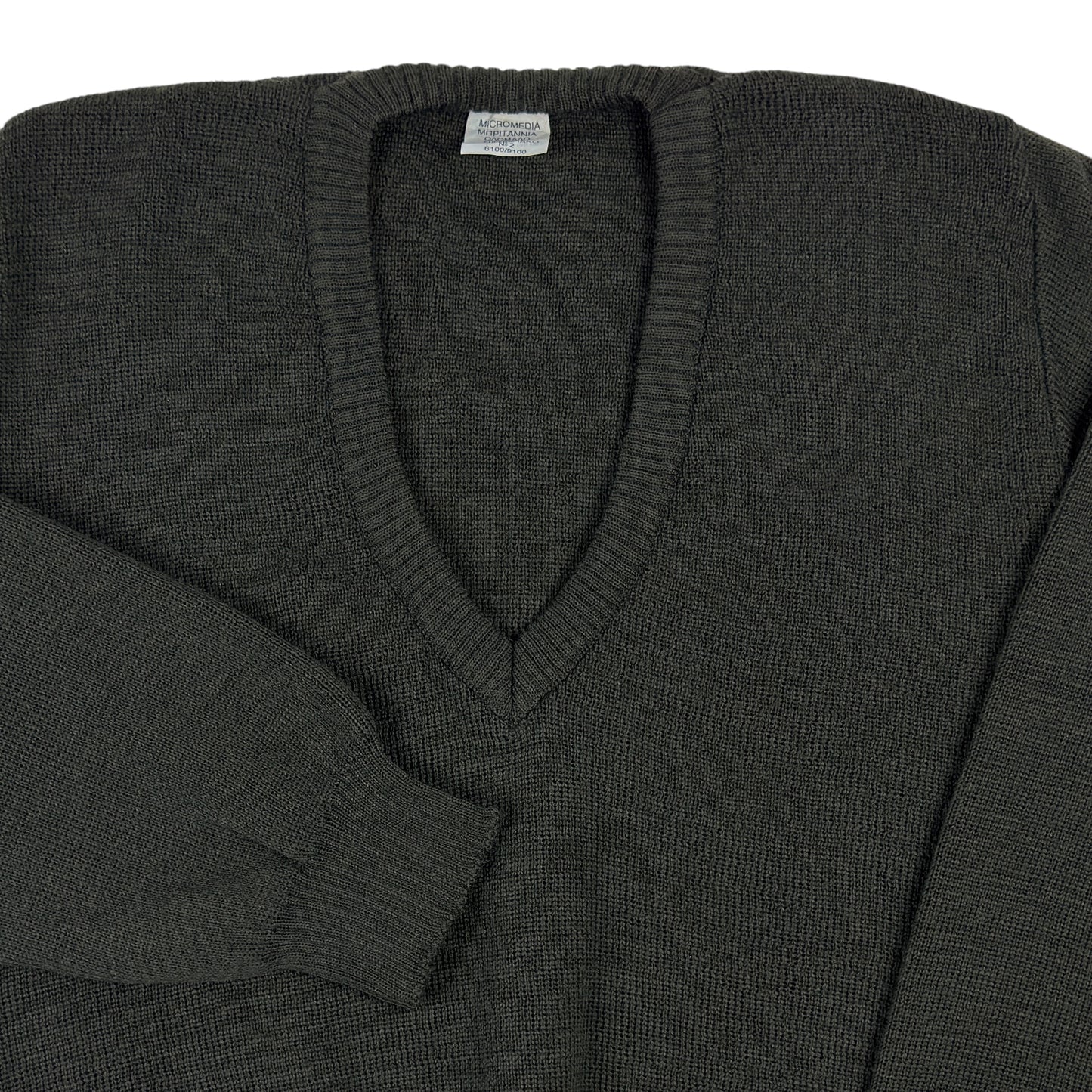 Pulover Micromedia Army Vintage 100% Lână - S